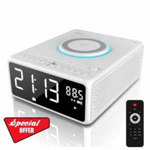 G Keni CD Player Alarm Clock Radio with Remote for Home