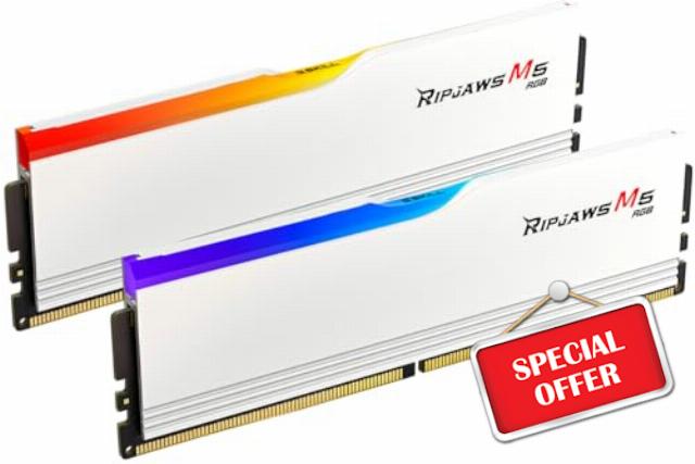 G.SKILL Ripjaws M5 Series (Intel XMP 3.0) DDR5 RAM 32GB (2x16GB) 5600MT/s CL46-45-45-89 1.10V Desktop Computer Memory UDIMM - Matte White (F5-5600J4645A16GX2-RM5RW)
