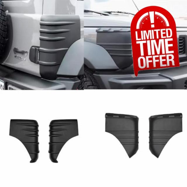Black ABS Car Retrofit Front Rear Wrap Angle Protection Cover Decorative Cover Trim Fit for Suzuki Jimny 2/4Door 2019-2024 Exterior Auto Accessories (Black Front + Rear)