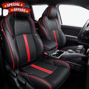 Leather Seat Covers Custom Fit for 2024 2025 Tacoma Gen 4th Double Cab - Fully Covered - Fit Like a Glove - Center Console Armrest Covers Included - for Tacoma Accessories