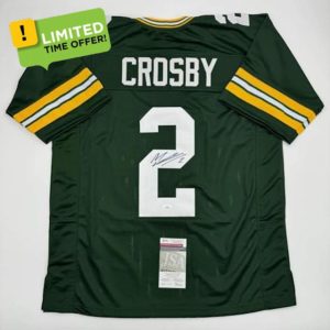 Autographed/Signed Mason Crosby Green Bay Green Football Jersey JSA COA