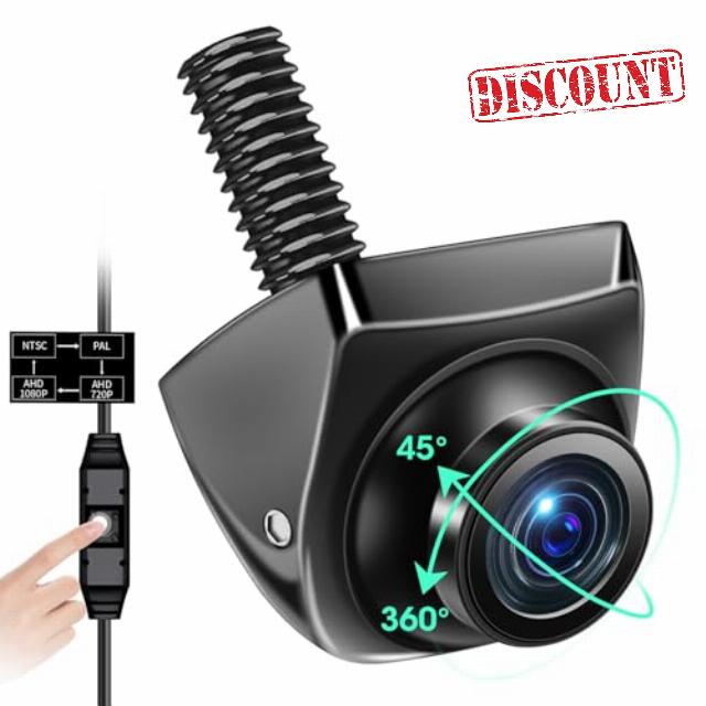 【4 Signal Modes】Reversing Camera 360°+45°Rotatable Supports AHD 1080P/720P/NTSC/PAL Models Reverse Camera for Car Truck Super Night Vision IP69K Parking Assist 170° Wide Angle