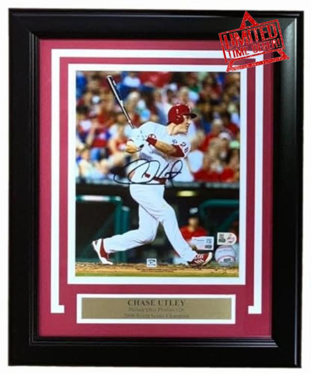 Chase Utley Signed Framed 8x10 Philadelphia Baseball Photo Fanatics
