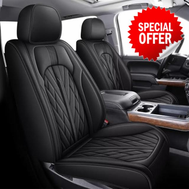 TTX LIGHTING Seat Covers Fit for 2019-2024 Chevrolet Chevy Silverado GMC Sierra 1500 2500HD 3500HD Trail Boss Z71 Crew Double Extended Cab Custom Leather Truck Seat Covers Full Set (Black)