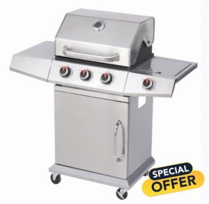 GasOne Deluxe 3+1 Burner Stainless Steel– Outdoor Cabinet Style with Side Burner - Wheels - High-Temperature Paint Coating Gas BBQ Grill – Elegant and Luxurious Design