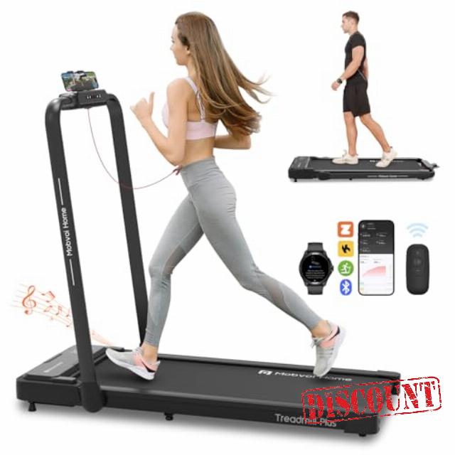 Mobvoi Home Treadmill Plus 3 in 1 Folding Treadmill Walking Pad 2.5HP Compact Under Desk Running Walking Machine for Home Office Remote Control LED Display Speaker Large Running Area 120kg 12KMH