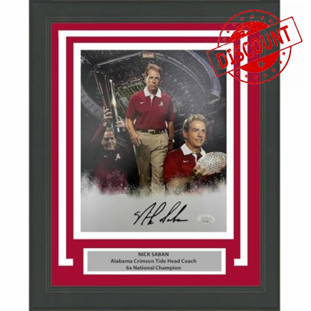 Framed Autographed/Signed Nick Saban Alabama Crimson Tide 8x10 College Football Photo JSA COA #1