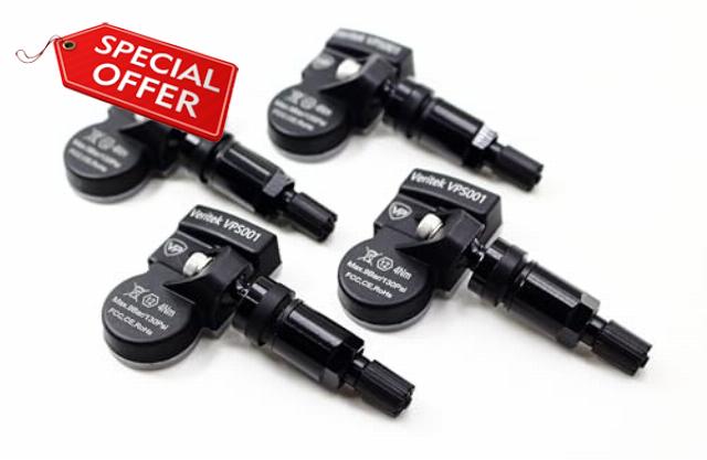 Set of 4 Veritek VPS001 315mhz TPMS Tire Pressure Sensors Replacement for 2016-2024 Toyota Tacoma TRD Sport Off-Road Pro SR5 Hi-Line Models w/Black Aluminum Valve Stems 4260704020 4260706030