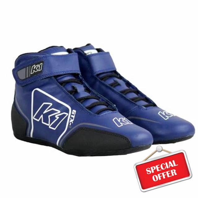 K1 GTX-1 Adult Soft Leather and Nomex® Auto Racing Shoes - SFI 3.3/5 - Navy Blue Size 11.5