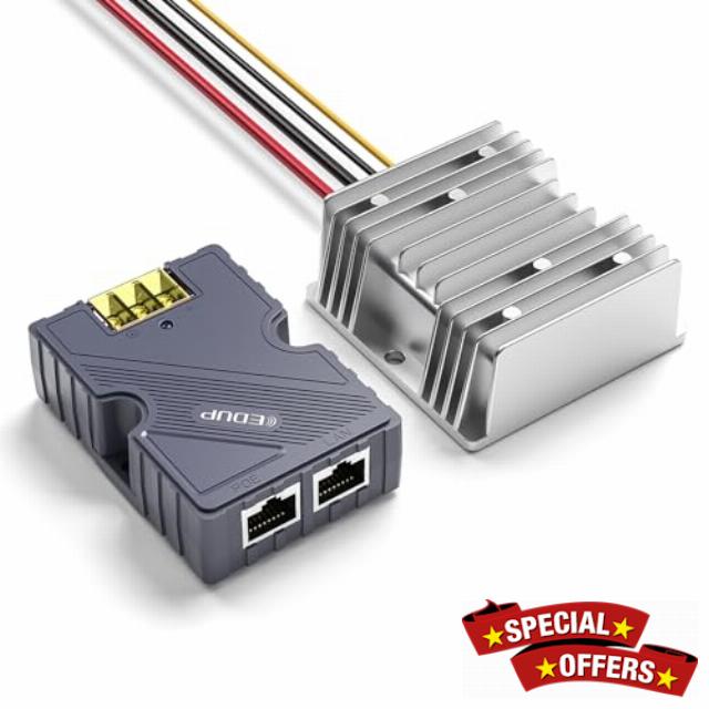EDUP Starlink Gen3 PoE Injector 320W Gigabit PoE Power Adapter with ABS Surge & ESD Protection + DC Step UP Converter 12V to 56V 3A 168W for Starlink Standard