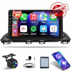 NHOPEEW [2+64G] for Mazda 3 Axela 2014-2019 Car Radio - 9 inch HD Touchscreen Android 13 DSP Audio - Wireless Carplay & Android Auto