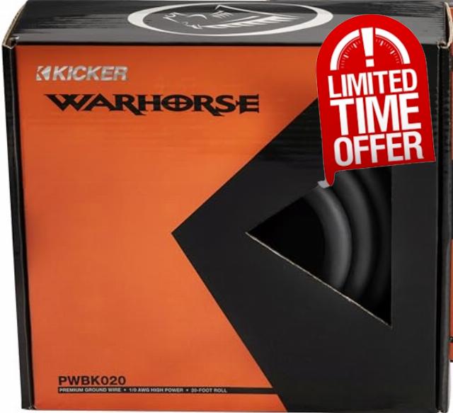 KICKER Warhorse 50PWBK020 100% Copper 1/0 AWG Ground Wire
