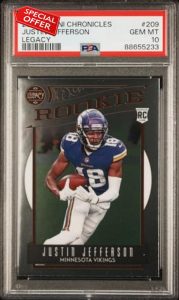 Graded 2020 Panini Chronicles Justin Jefferson #209 Legacy Rookie RC Football Card PSA 10 Gem Mint