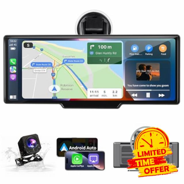 Portable Carplay Screen for Car - 10.26" Wireless Carplay & Android Auto Car Stereo