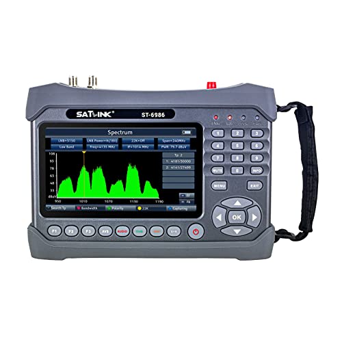 ST-6986 DVB-S/S2/T/T2/C Satellite Finder Combo Satellite TV Signal Finder Digital Handheld Signal Meter HEVC H.265 (10 Bit) MPEG-4 with 7 inch TFT LCD
