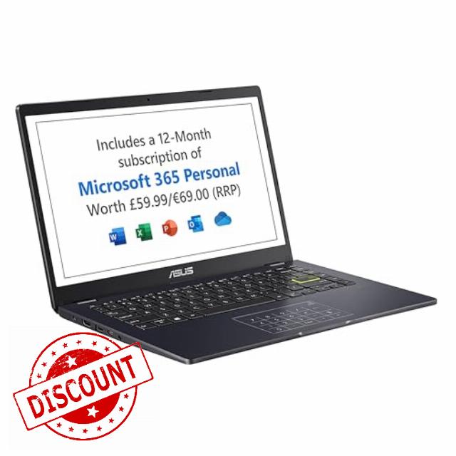 ASUS Vivobook 14 E410KA 14" Full HD Laptop with Microsoft Office 365 (Intel Celeron N4500