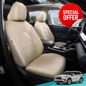 Customized Car Seat Covers for Toyota Highlander 2020-2024 8 Seater Full Set Faux Leather Replacement Accessories - Second Row 40/60 Split Bench - Beige