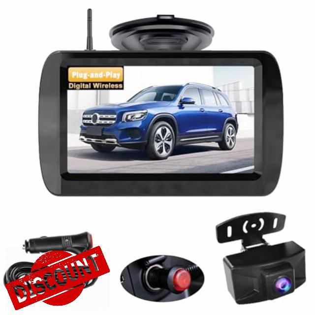 Digital Wireless Reversing Camera kit with 4.3 Inch Monitor HD Image Night Vision Stable Signal Rear View Camera IP69 Waterproof 170° Wide Angle Backup Camera Lightweight Easy to Install