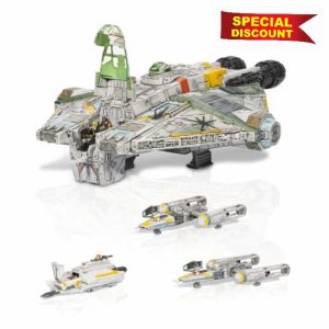 STAR WARS™ Micro Galaxy Squadron Ghost (Secret Mission) - 15-Inch Vehicle with Three Additional Vehicles plus Ten Micro Figures Accessories