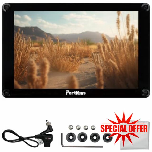 Portkeys HS8 Camera Field Monitor 8" 1100nit Brightness Dual NP-F Battery Plates 3D LUT 4K HDMI Input 3G SDI in/Out Aluminum Housing