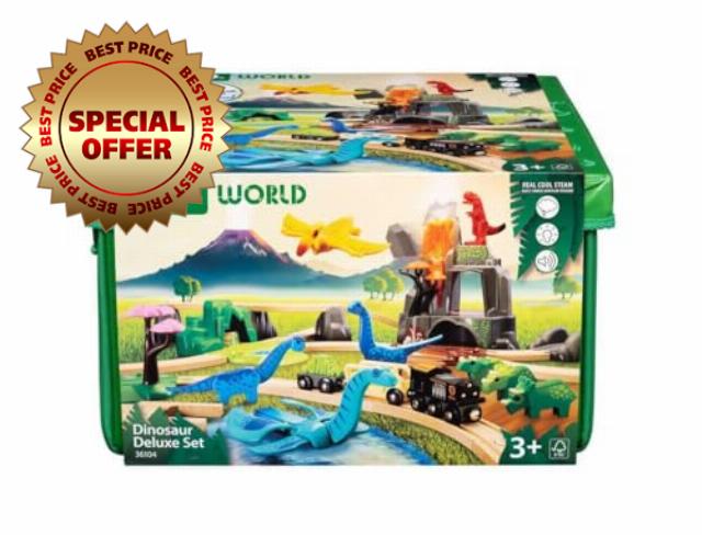 BRIO World – 36104 Dinosaur Deluxe Set | 44-Piece Toy Train Set for Kids Ages 3 Years and Up