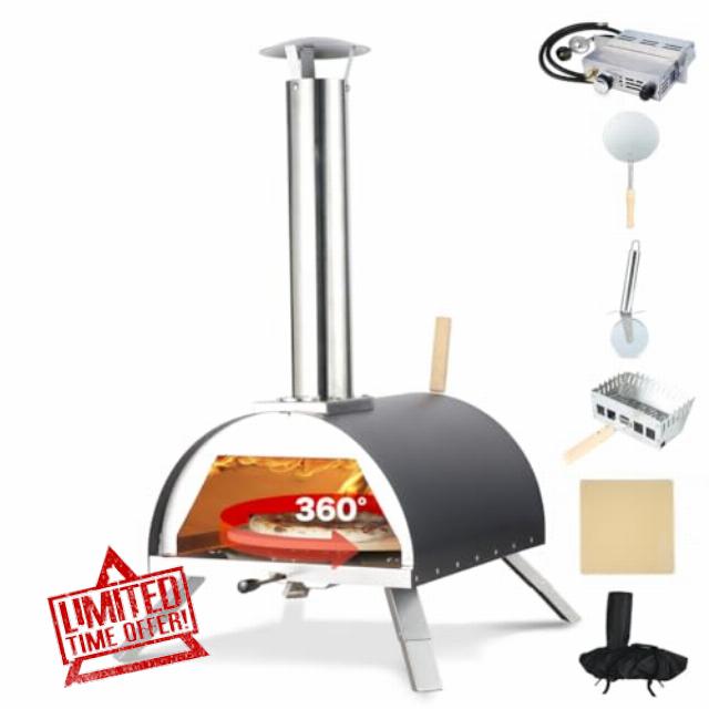 Hello. Dr 13" wood and gas pizza oven outdoor - multi-fuel rotating pizza oven - propane pizza oven outdoo r- Outdoor pizza oven gas - propane pizza oven outdoor