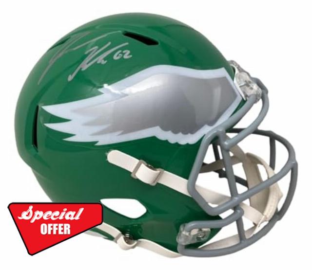Jason Kelce Signed Philadelphia Full Size Kelly Green Speed Replica Helmet PSA ITP Hologram