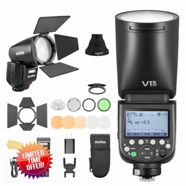 Godox V1Pro N with AKR1 Kit External Flash SU-1 for Nikon Camera 2980mAh 76W Battery Flash TTL 1/8000s HSS 1.3s Recycle Time 2.4G Wireless HSS 500 Full Power Flashes (V1PRO-N AKR1)