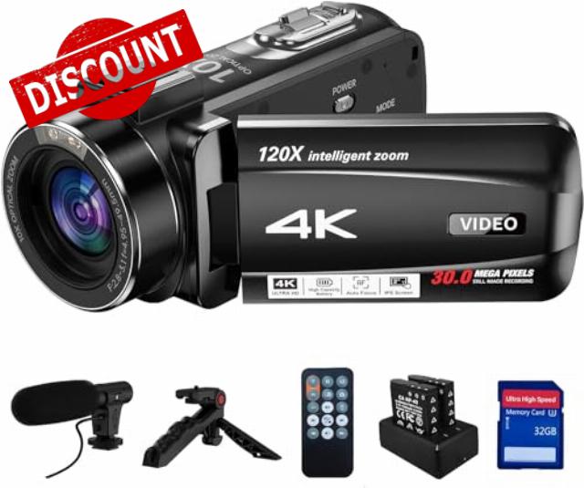 4K 30MP Video Camera Camcorder 10X Optical 120X Intelligent Zoom