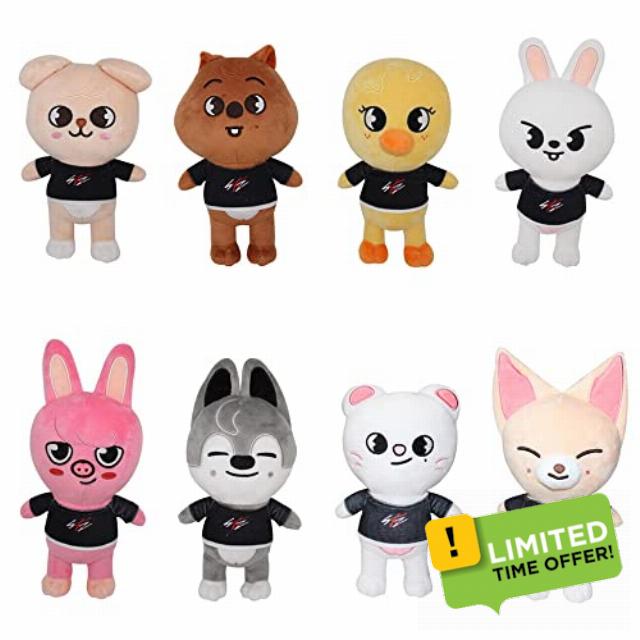 Kralabre Skzoo Plushies Stray Kids Plush Toys Set 8 Inches Cute Stuffed Animals Toy Gift Ideas for Boys and Girls (sk black 8pcs)