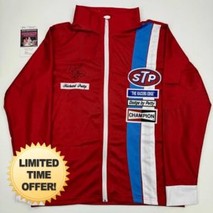 Autographed/Signed Richard Petty NASCAR Auto Red Racing Jacket JSA COA