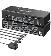 KVM Switch 3 Monitors 3 Computers 8K@60Hz 4K@144Hz, Camgeet HDMI+2 Displayport KVM Switch Triple ...