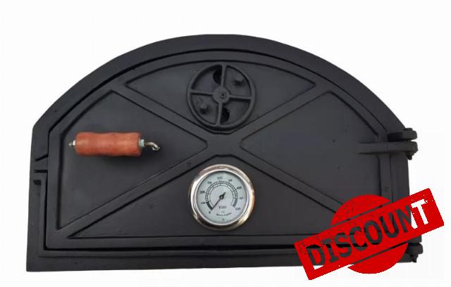 Door for Clay Oven | Cast Iron | Various Designs | With Pyrometer Gauge | Air Regulator (DESIGN 3)