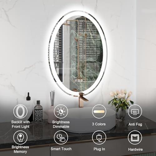 Wall-Mounted Dimmable Bathroom Mirror with Backlit Lit (32X24