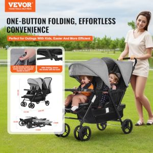Foldable Lightweight Twin Stroller with Tandem Seating