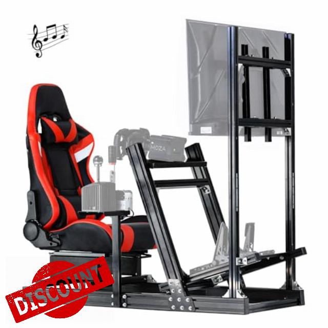 Anman Ultra-Sturdy Racing Simulator Cockpit with Bluetooth Speakers Seat Fit for Logitech/Thrustmaster/Fanatec G29 G920 T248 T300