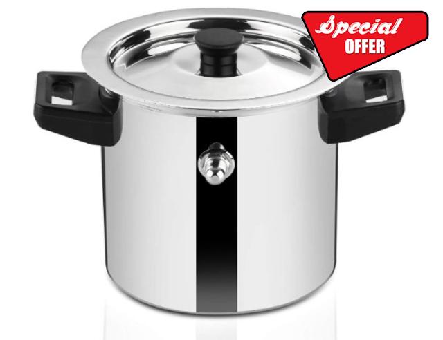 Stainless Steel Milk Boiler | Whistle Milk Pot | Warm Milk Jug with Handle | Double Wall Milk Cooker with Funnel (Stainless Steel