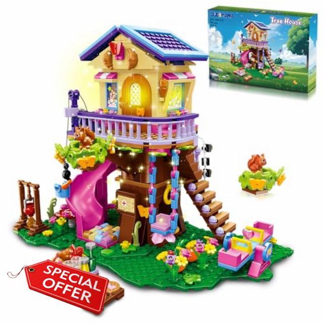 CUBIMANA Treehouse Building Sets with LED Light - Tree House Building Block Toy