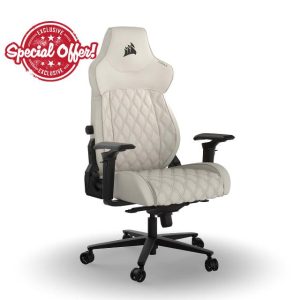 Corsair TC500 Luxe Gaming Chair – Premium Breathable Fabric – Wide Seat – Five-Way Adjustable Armrests – Adjustable Built-in Lumbar Support – 90-160 Degree Recline – Frost