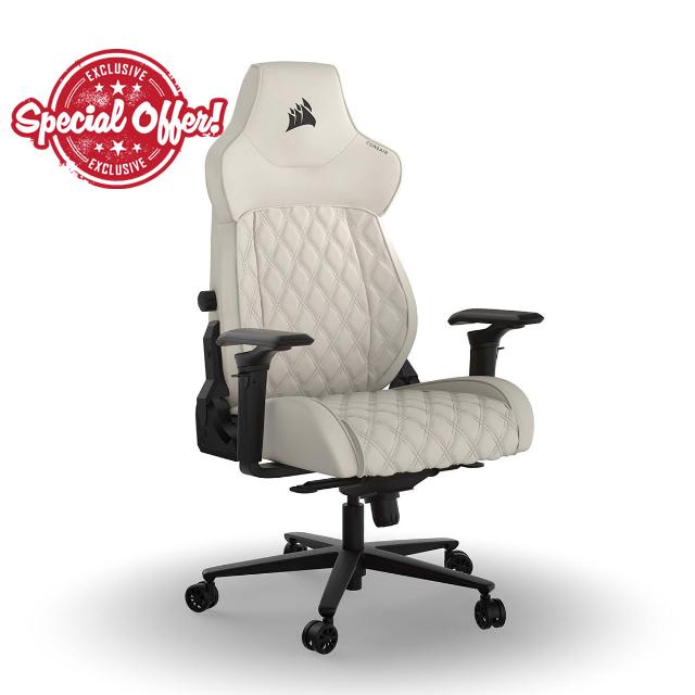 Corsair TC500 Luxe Gaming Chair – Premium Breathable Fabric – Wide Seat – Five-Way Adjustable Armrests – Adjustable Built-in Lumbar Support – 90-160 Degree Recline – Frost
