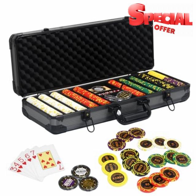 13.5 Gram Clay Poker Chip Set Texas Hold'em Casino Chips 2 Decks of Cards