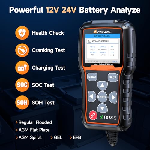 100-2000CCA Battery Load Tester Digital Battery Analyzer Charging System Alternator Tester Cranking Checker for Heavy Duty Truck Marine RV