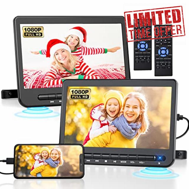 10.5" Dual Portable DVD Player for Car with 1080P HDMI Input