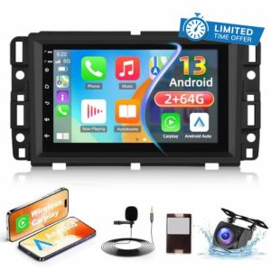 [2+64G] Android 13 Car Stereo for Chevrolet Chevy Silverado GMC Sierra Buick Enclave Yukon - 7 inch Touchscreen Radio with Wireless Carplay & Android Auto