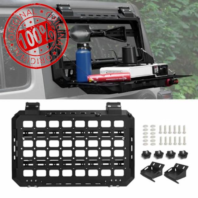 Multifunctional Rear Window Storage Panel Kit Openable Panel-left and right installation Compatible with 2018-2024 Jeep Wrangler JL JLU Tactical Modular Storage Platform for Tools Molle Accessories
