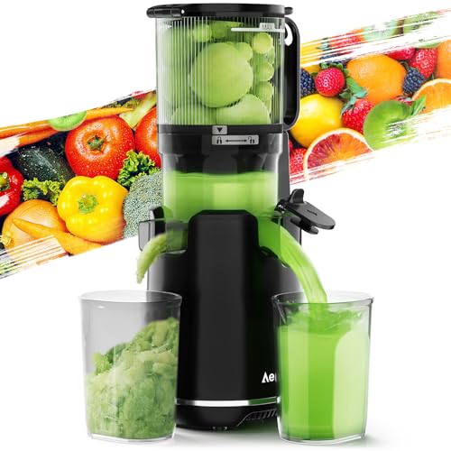 Aeitto Masticating Juicer machines with 5.3" Large Feed Chute for Whole Fruits and Vegetables