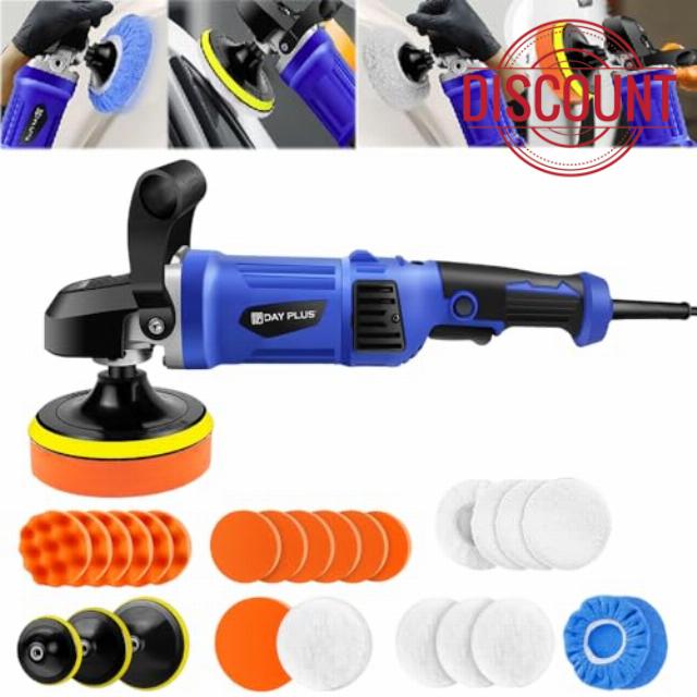 Qimu Car Buffer Polisher Dual Action Polisher Kit Car Polisher and Buffers 1400W Random Orbital Car Polisher with Detachable Handle