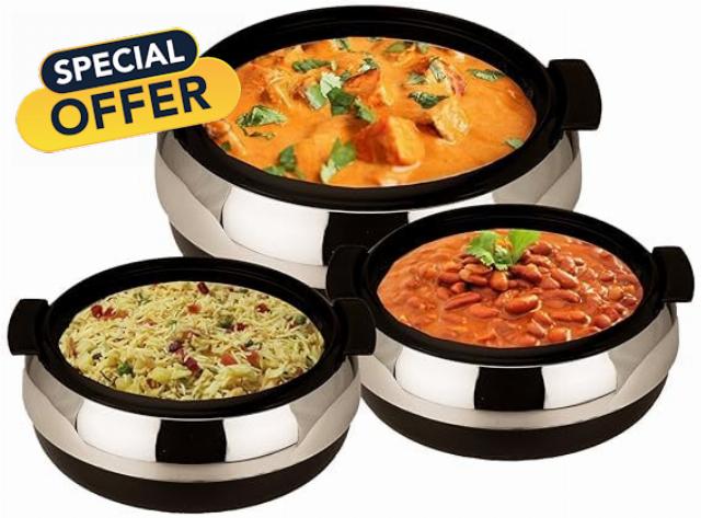 Casserole set | Inner Stainless Steel Casserole | Keeps Food hot & Fresh Chapati