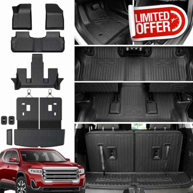 Cargo Mat Backrest Mats Floor Mats Set for 2017-2023 GMC Acadia 6 Seats Accessories