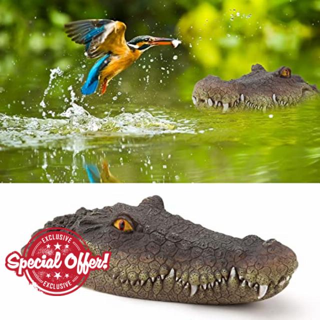 Esenlong Floating Crocodile Head Detailed Fake Alligator Head for Pond Protection Decoratio
